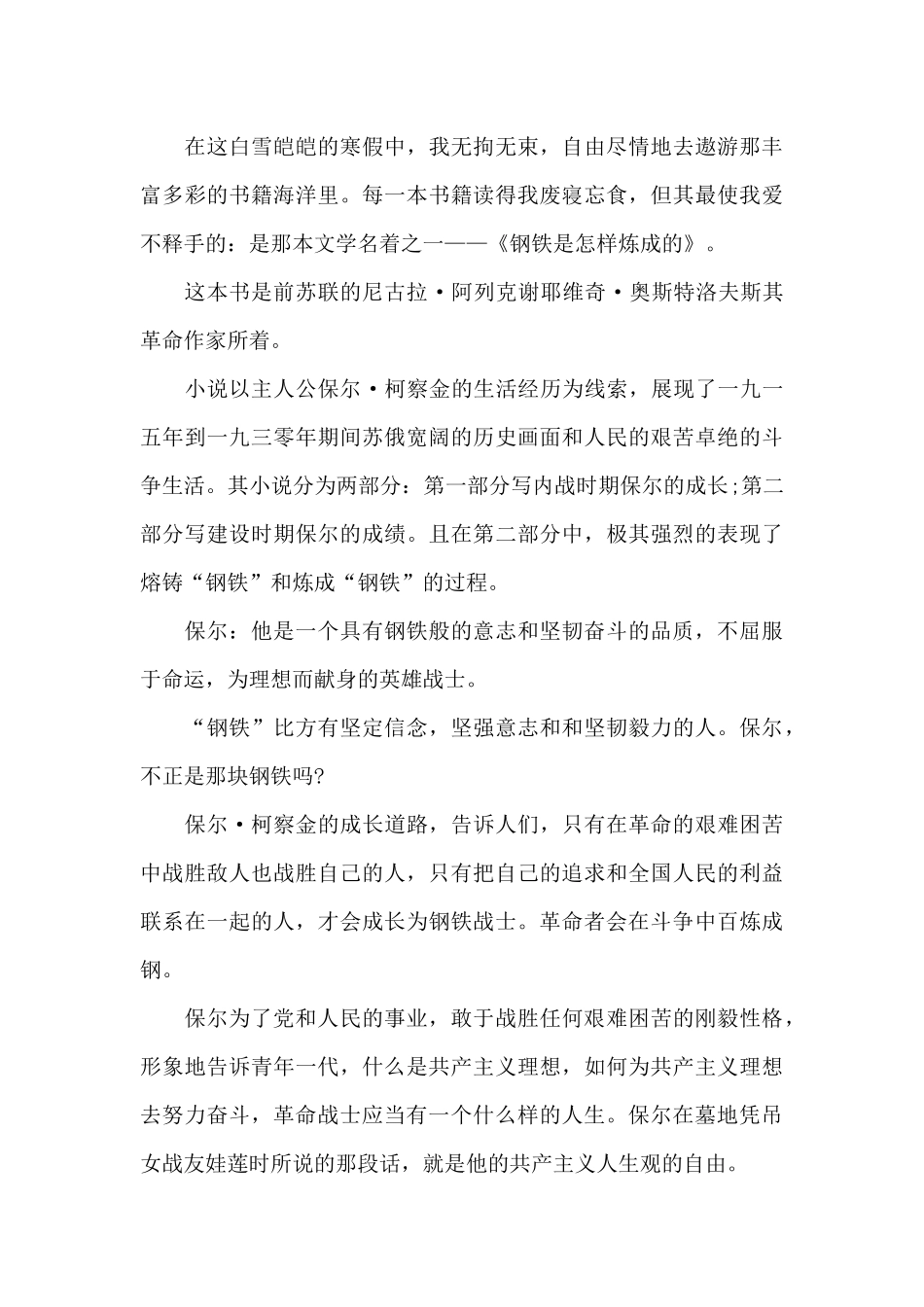 精选2024关于钢铁是怎样炼成的读后感5篇_第3页