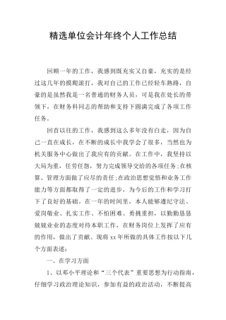 精选单位会计年终个人工作总结