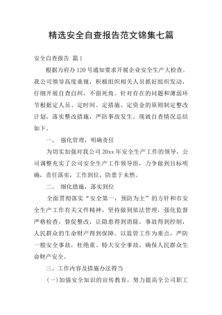 精选安全自查报告范文锦集七篇