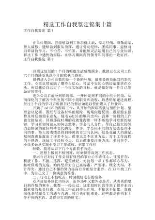 精选工作自我鉴定锦集十篇