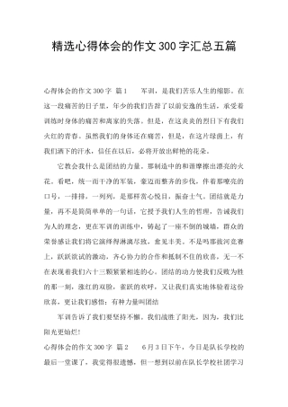 精选心得体会的作文300字汇总五篇