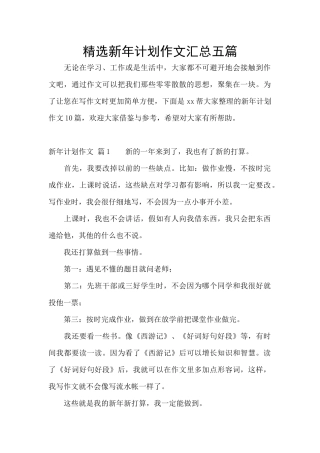 精选新年计划作文汇总五篇