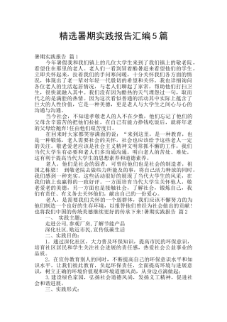 精选暑期实践报告汇编5篇