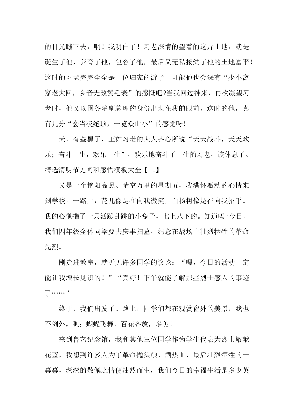 精选清明节见闻和感悟模板大全_第2页