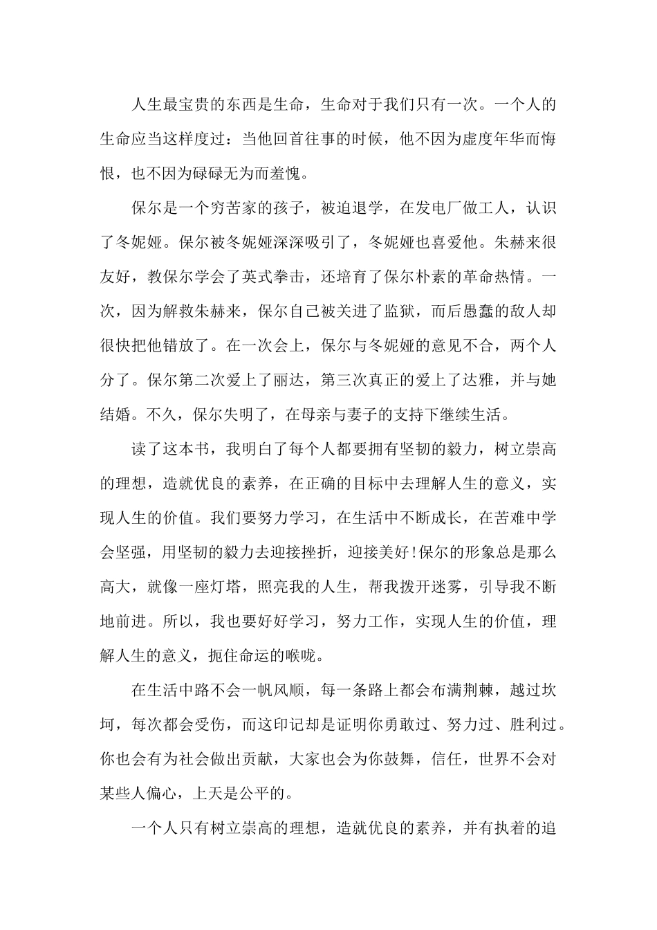 精选钢铁是怎样炼成的读后感作文5篇_第3页