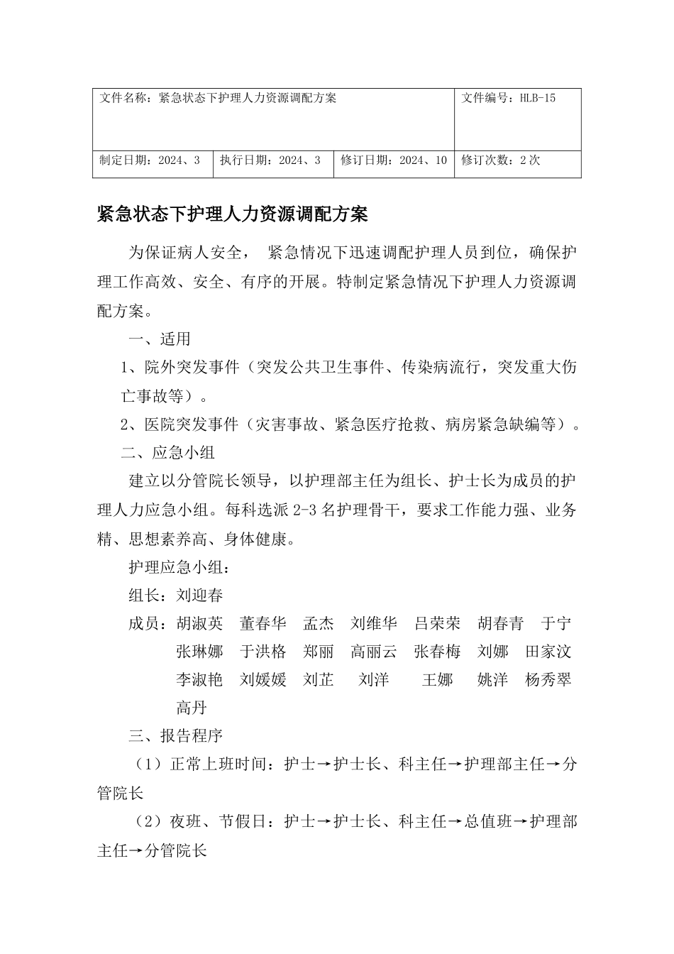 紧急状态下护理人力资源调配方案_第1页