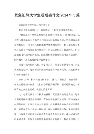 紧急迫降大学生观后感作文2024年5篇