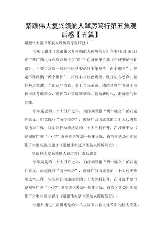 紧跟伟大复兴领航人踔厉笃行第五集观后感