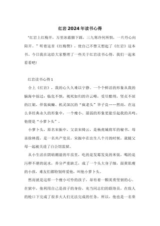 红岩2024年读书心得