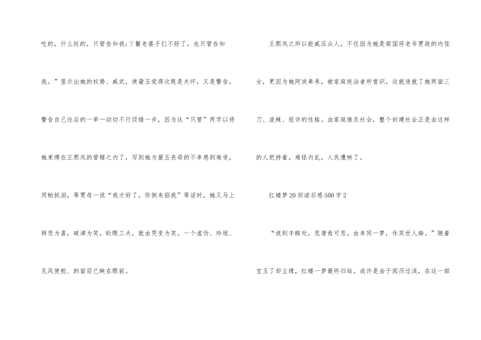 红楼梦20回读后感500字_第2页