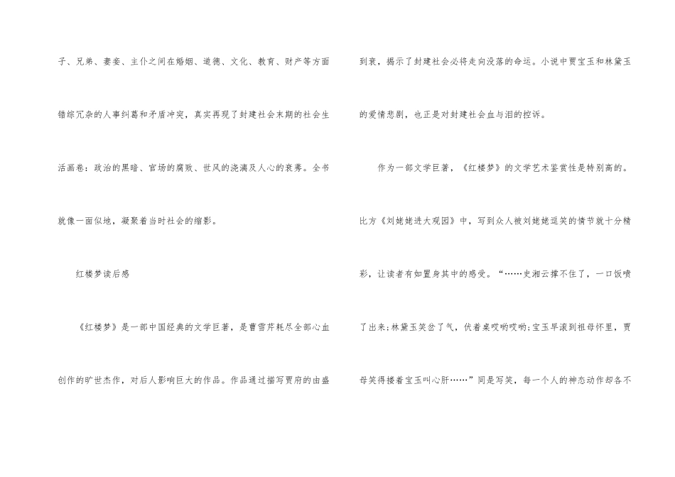 红楼梦主要内容及读后感-2_第2页