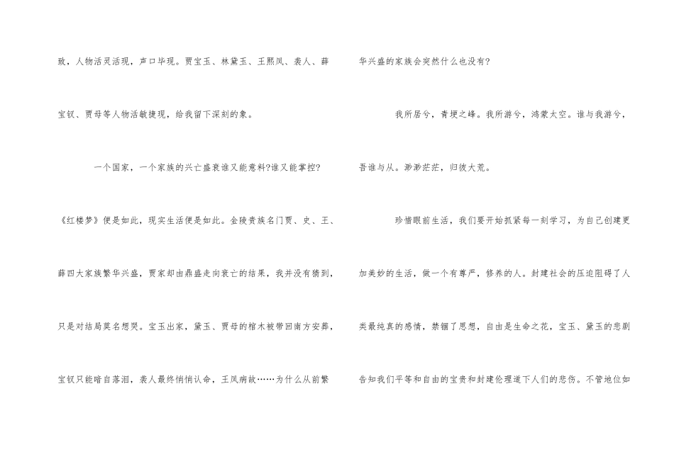 红楼梦读后感800字2024_第2页