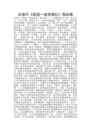 纪录片《战疫一线党旗红》观后感