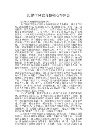 纪律作风教育整顿心得体会