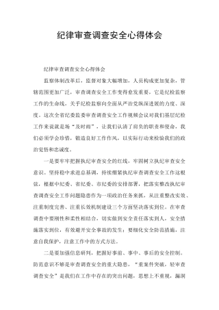 纪律审查调查安全心得体会