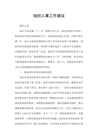 组织人事工作建议