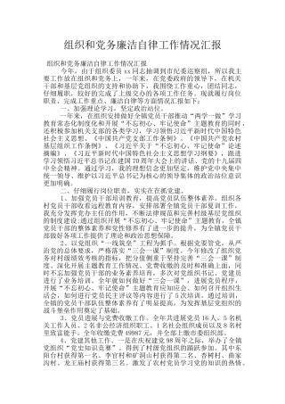 组织和党务廉洁自律工作情况汇报