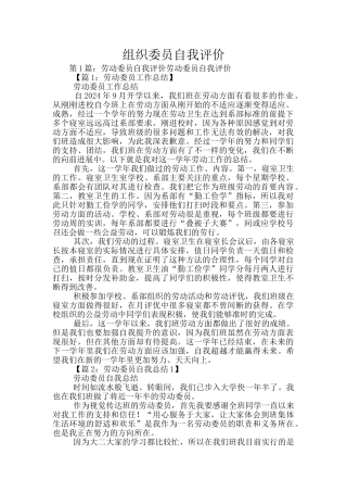 组织委员自我评价