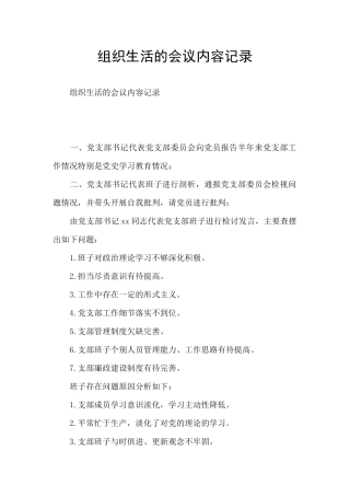 组织生活的会议内容记录
