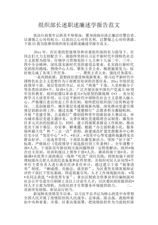 组织部长述职述廉述学报告范文