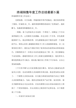 终端销售年度工作总结最新5篇