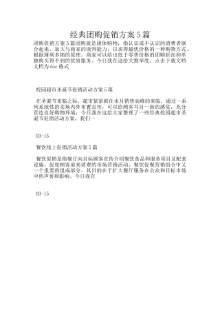 经典团购促销方案5篇