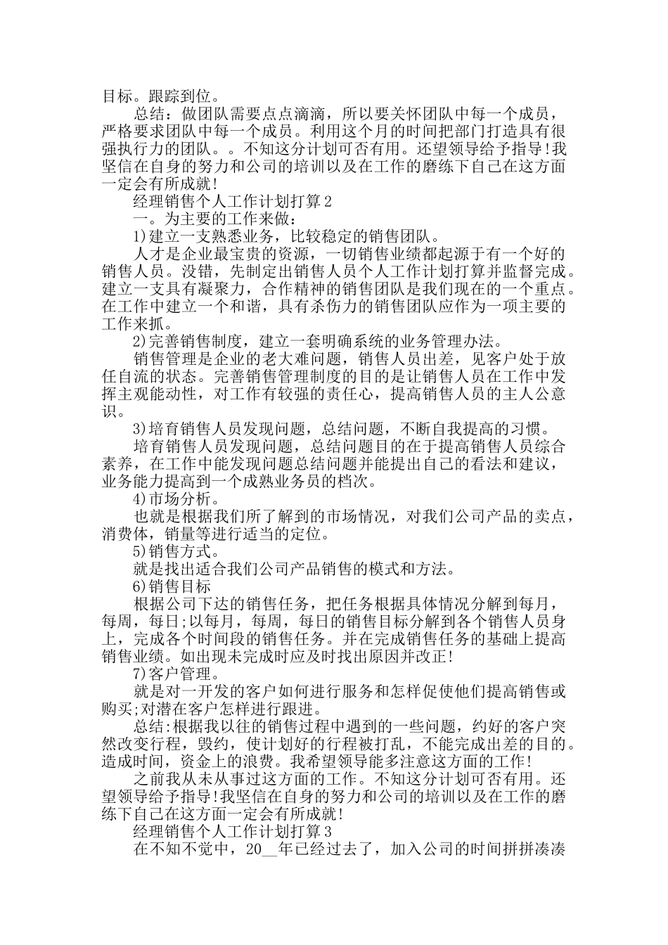 经理销售个人工作计划打算5篇1500字_第2页