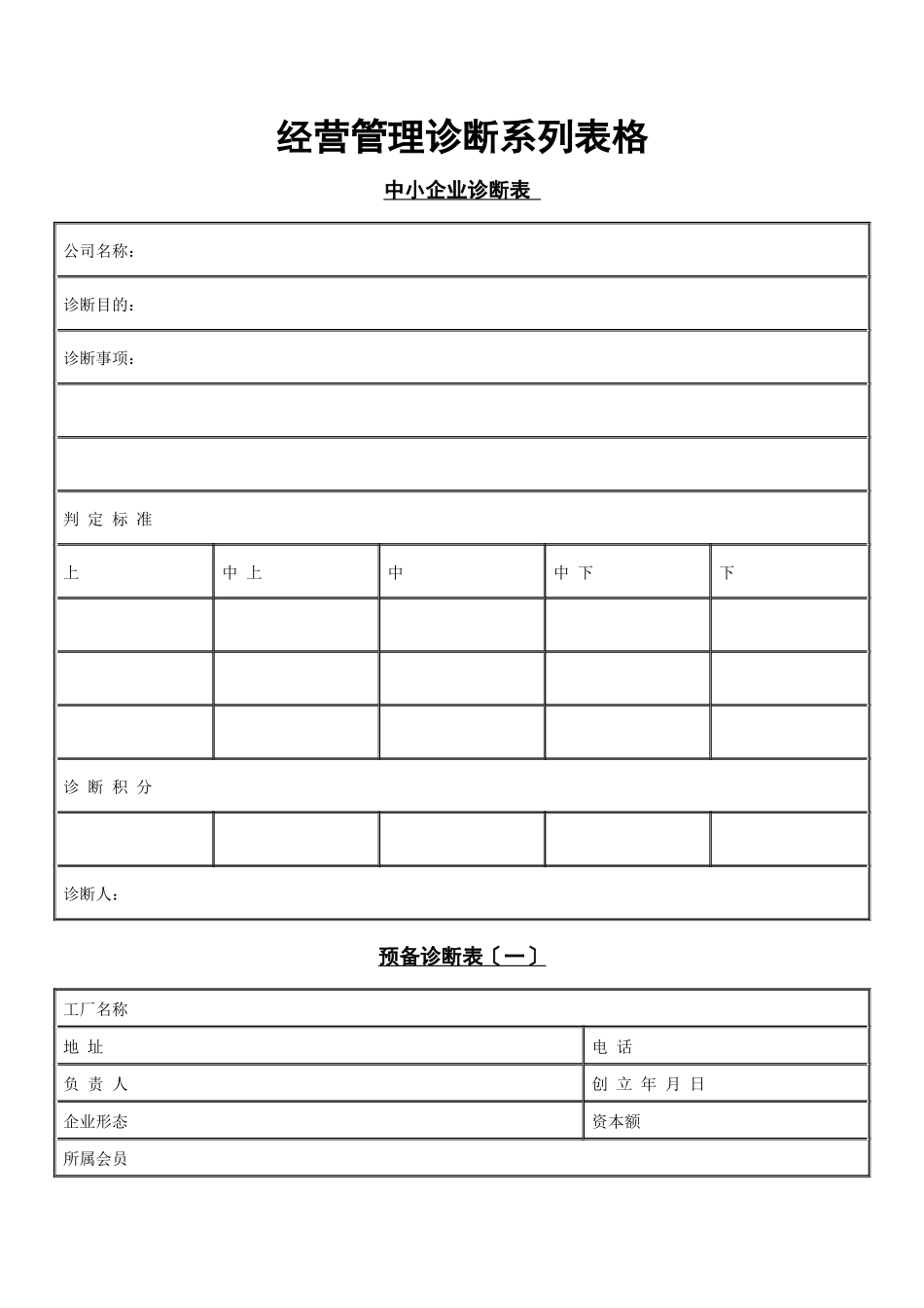 经营管理诊断系列表格_第1页
