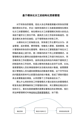 结构化思维在财务工作管理中的应用探讨