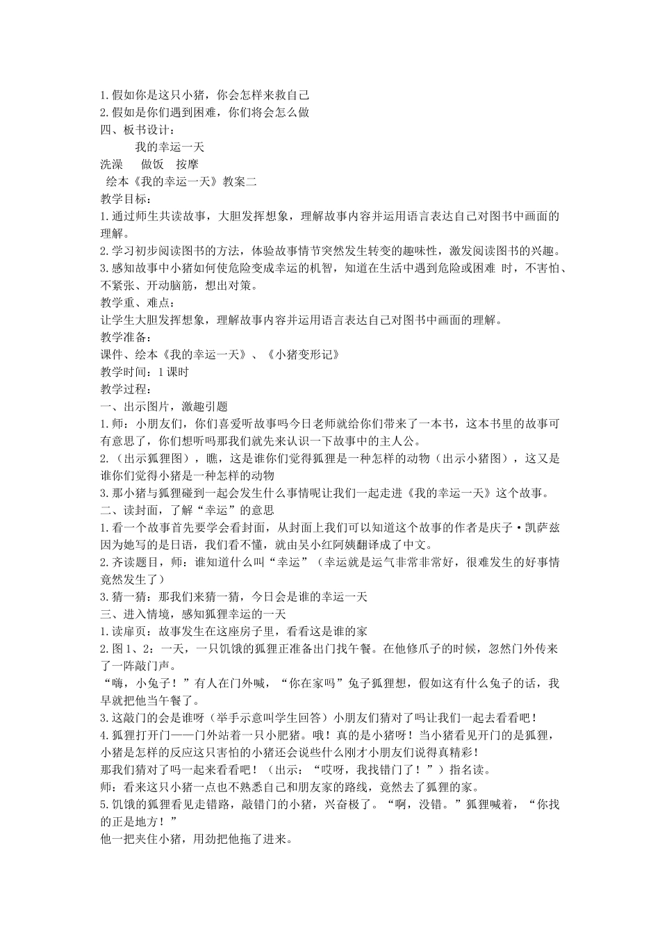 绘本《我的幸运一天》教案一_第3页