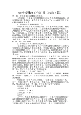 给州长财政工作汇报