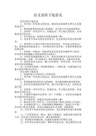 给支部班子提意见