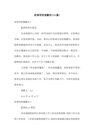 给领导的道歉信