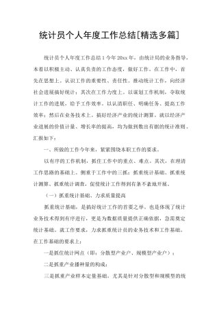 统计员个人年度工作总结