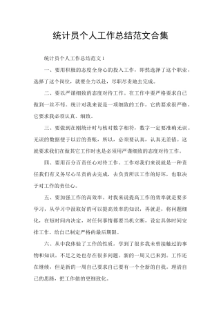 统计员个人工作总结范文合集