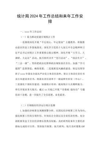 统计局2024年工作总结和来年工作安排