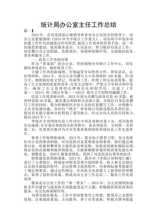 统计局办公室主任工作总结