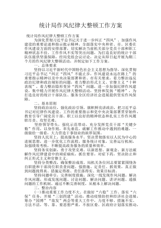 统计局作风纪律大整顿工作方案