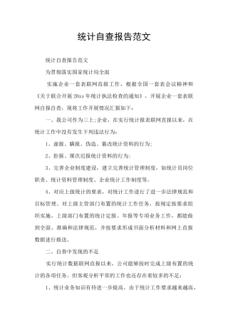 统计自查报告范文