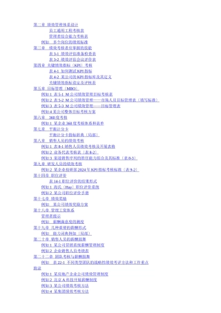 绩效管理体系设计—实用性绩效图表汇总及其他