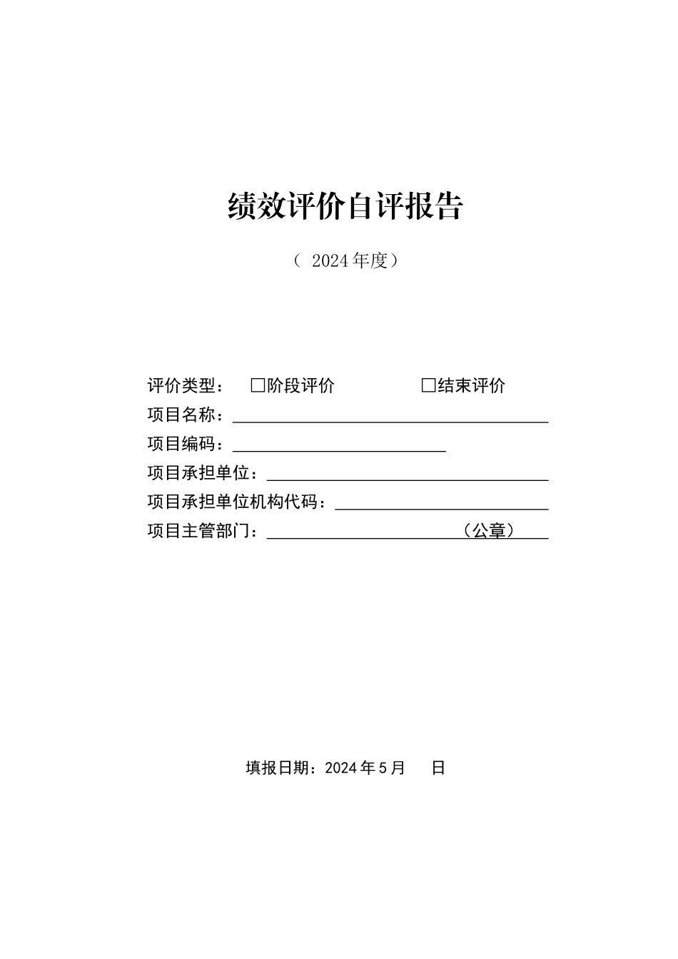 绩效评价自评报告模板_第1页