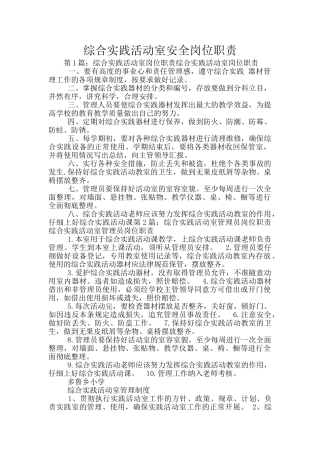 综合实践活动室安全岗位职责