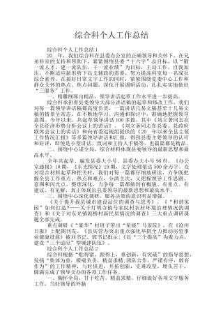 综合科个人工作总结