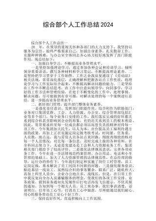 综合部个人工作总结2024