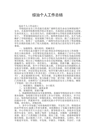 综治个人工作总结