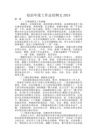 综治年度工作总结例文2024