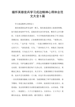 缅怀英雄官兵学习戍边精神心得体会范文大全5篇