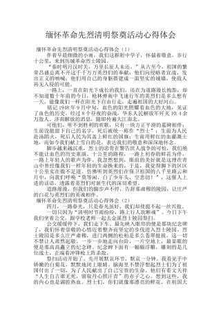 缅怀革命先烈清明祭奠活动心得体会