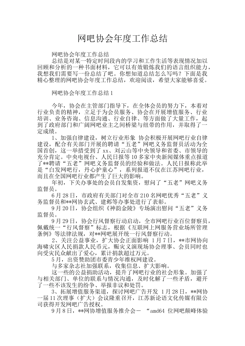 网吧协会年度工作总结_第1页