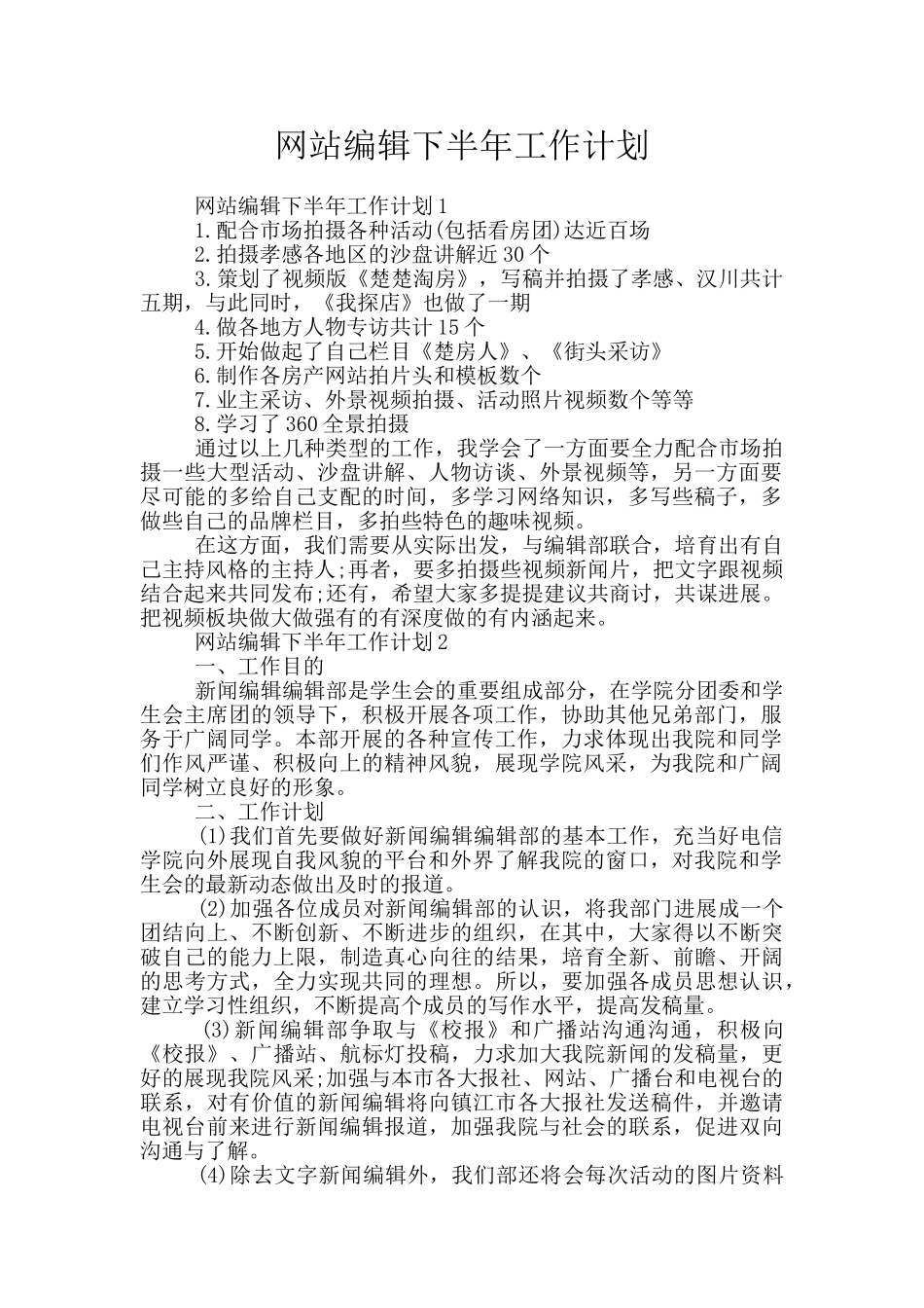 网站编辑下半年工作计划_第1页